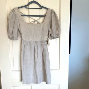 Altar’d State, size XS, square neck dress ,natural color, open back with tie
